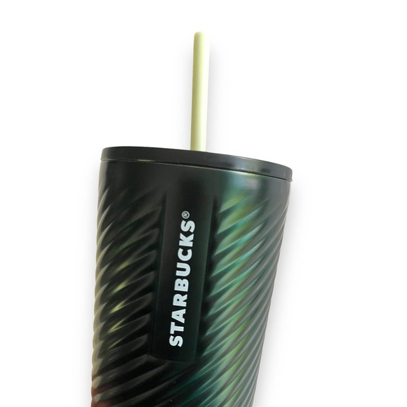 2022 Starbucks Green Swirl Forest Textured Stainless Steel Venti Tumbler 24 oz - Picture 5 of 12